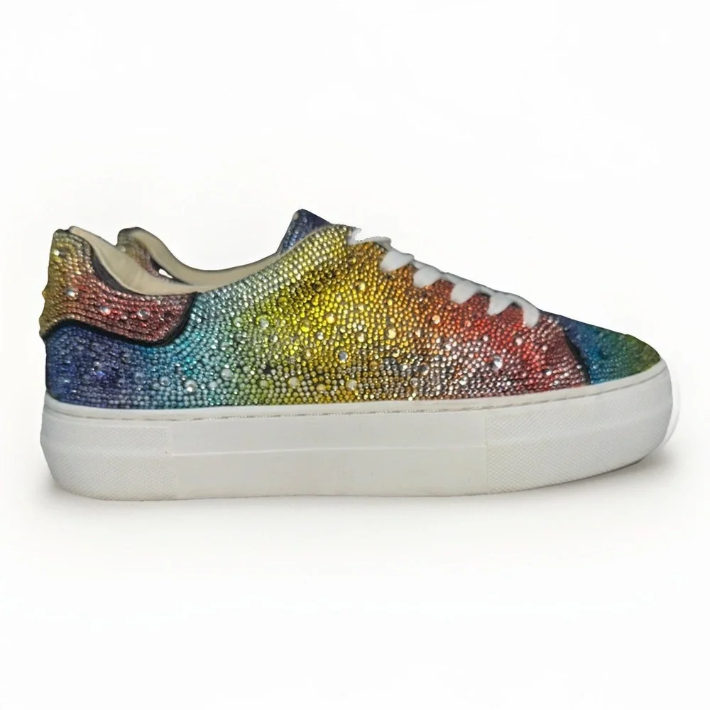 Betsey Johnson Sidny Over The Rainbow Rhinestone Sneakers 6.5M (Fits My 7.5)